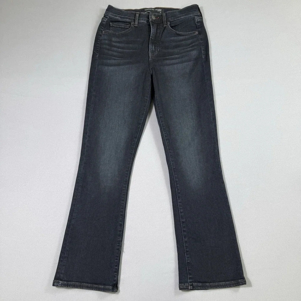 Veronica Beard Carly Kick Flare Jeans Womens 27x27 Blue High‎ Rise Dark Wash EUC
